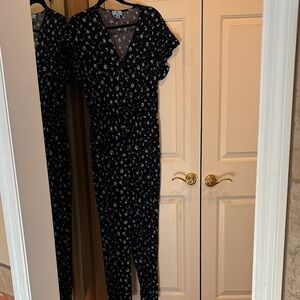 CeCe Black and Blue Floral jumpsuit